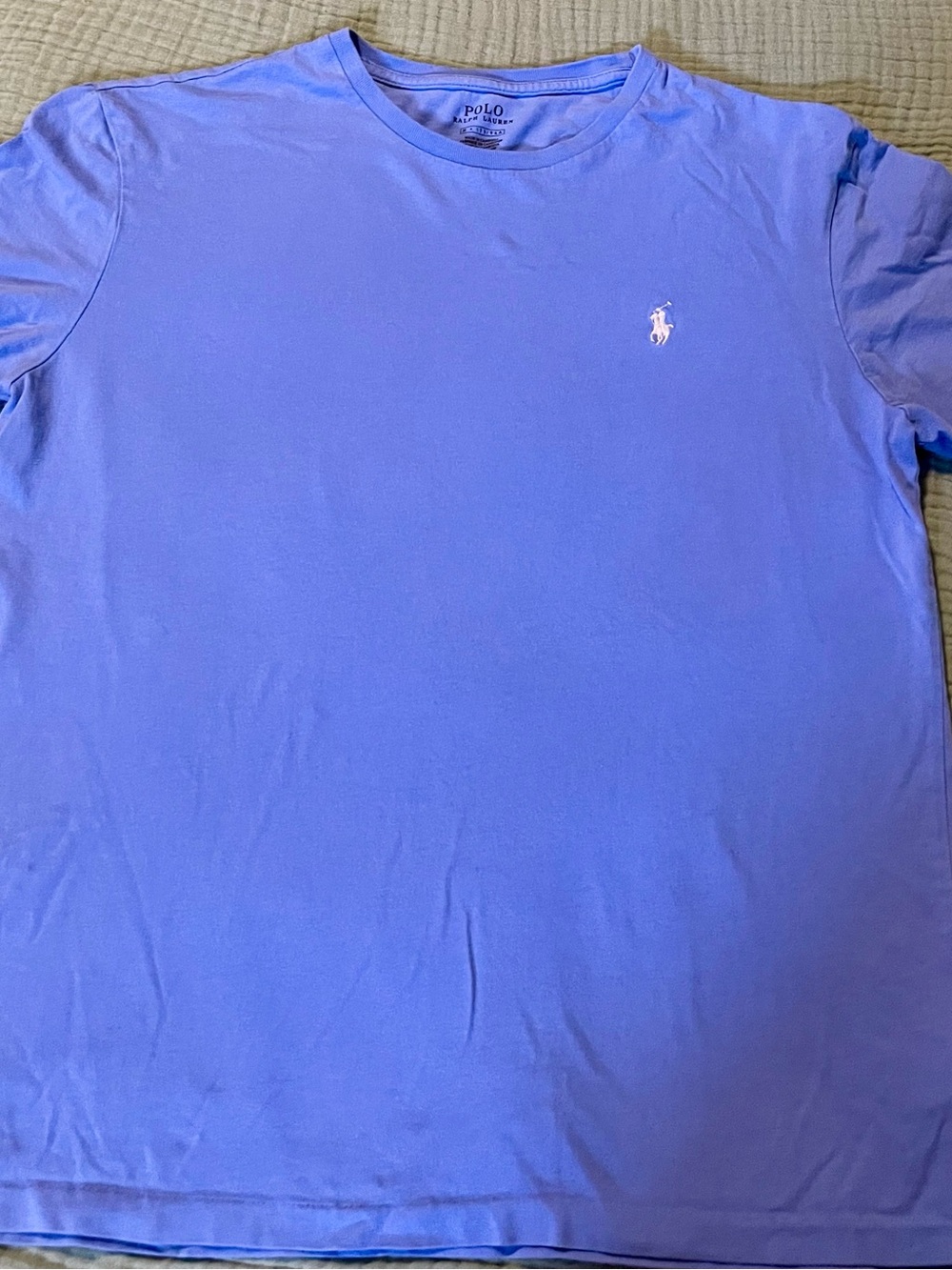 Polo Ralph Lauren Crewneck T-Shirt Men Large Light Blue White Pony Logo Tee